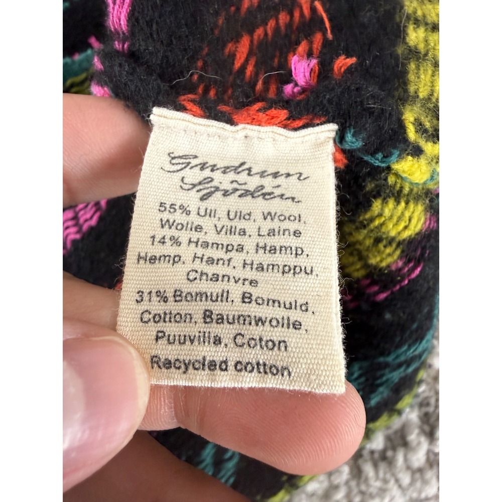 Gudrun Sjoden Size XXL Aztec Wool Hemp Casual Button Cardigan Sweater Colorful - Picture 6 of 8